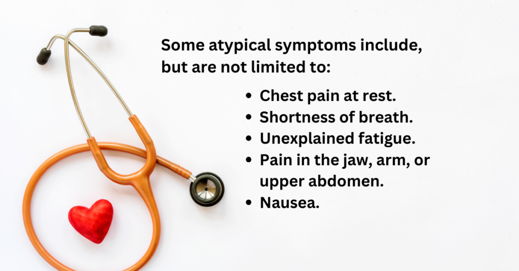 Symptoms of heart disease in women include atypical symptoms. 